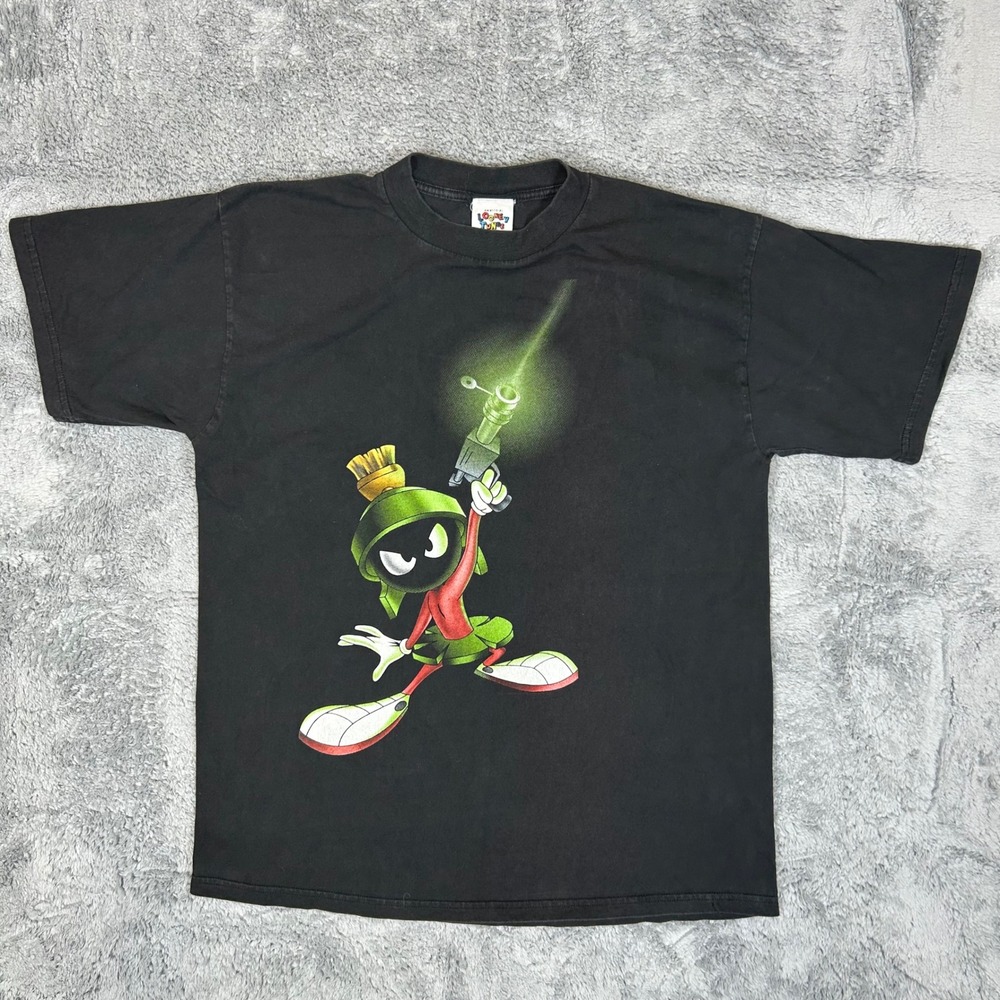 Vintage Looney Tunes Marvin the Martian T Shirt Black XL 1996 Made in USA